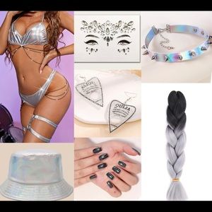 Silver Ouija Holographic Full Rave Outfit